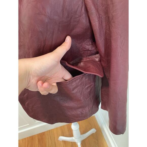 Zadig & Voltaire Verys Creased Leather Jacket in Burgundy - Picture 7 of 14